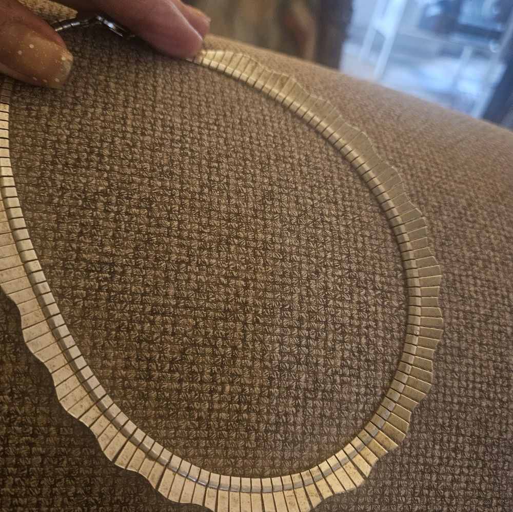 WONDERFUL MILOR ITALIAN MADE STERLING BIB NECKLACE. NICE WEIGHT - Picture 7 of 8